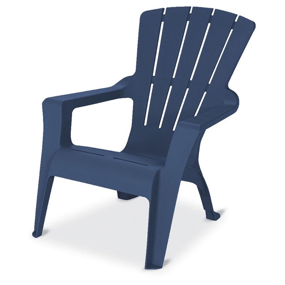 Midnight Resin Plastic Adirondack Chair-240858 - The Home Depot