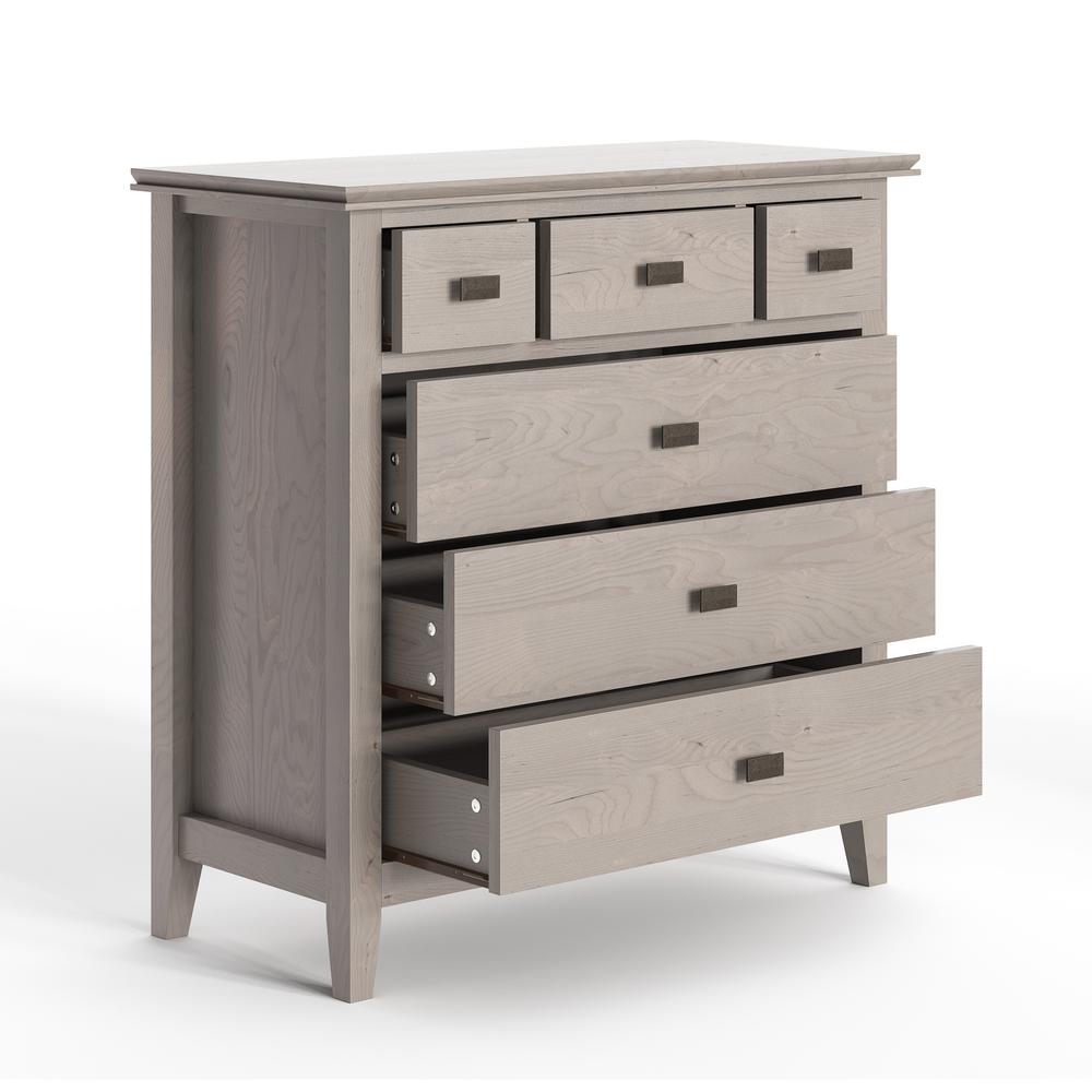 Simpli Home Artisan 6 Drawers Fog Grey Solid Wood 36 In Wide