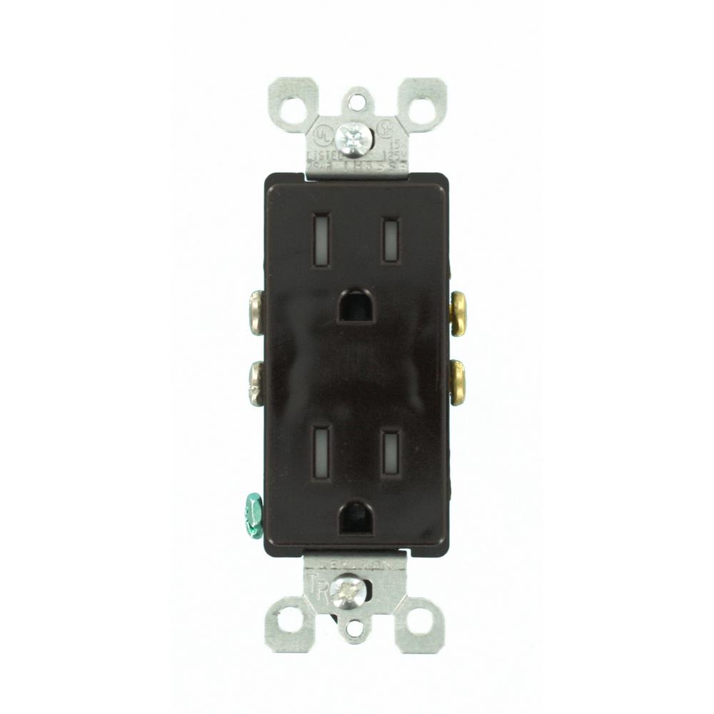 Leviton Decora 15 Amp Tamper Resistant Duplex Outlet, BrownR50T5325