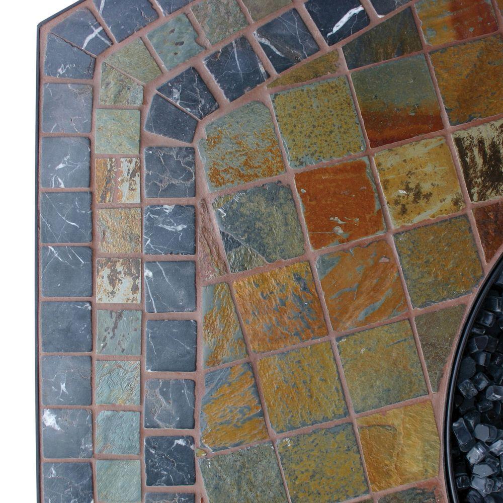 Uniflame 55 In W Bronze Frame Slate Mosaic Tile Hexagon Mantle Lp