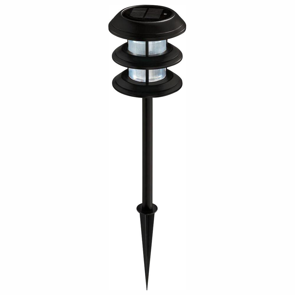 Hampton Bay 3 Tier Outdoor LED Solar Lights 6 Pack 79339 The Home Depot   Black Hampton Bay Path Lights 79339 64 1000 