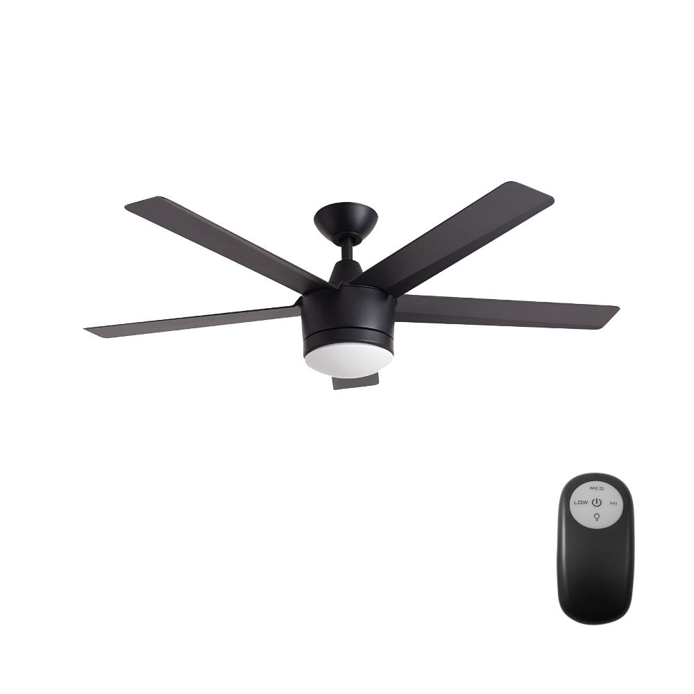 Merwry 52 In Integrated Led Indoor Matte Black Ceiling Fan With Light Kit And Remote Control