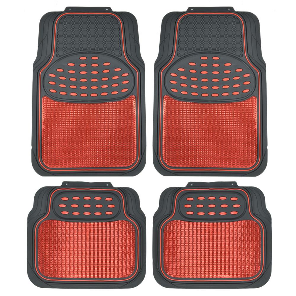 Bdk Rubber Metallic Mt 614 Red Trimmable Heavy Duty 4 Piece Car