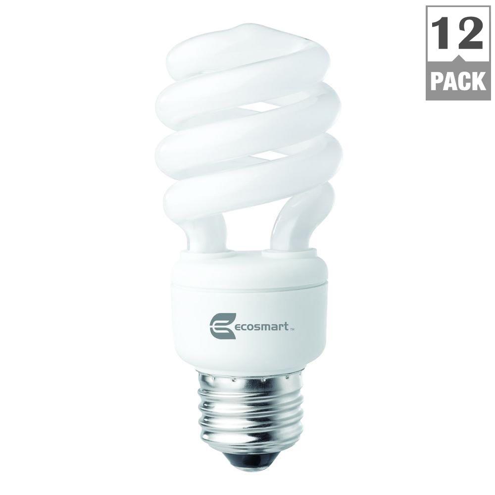 60W Equivalent Daylight Spiral CFL Light Bulb (12-Pack ...