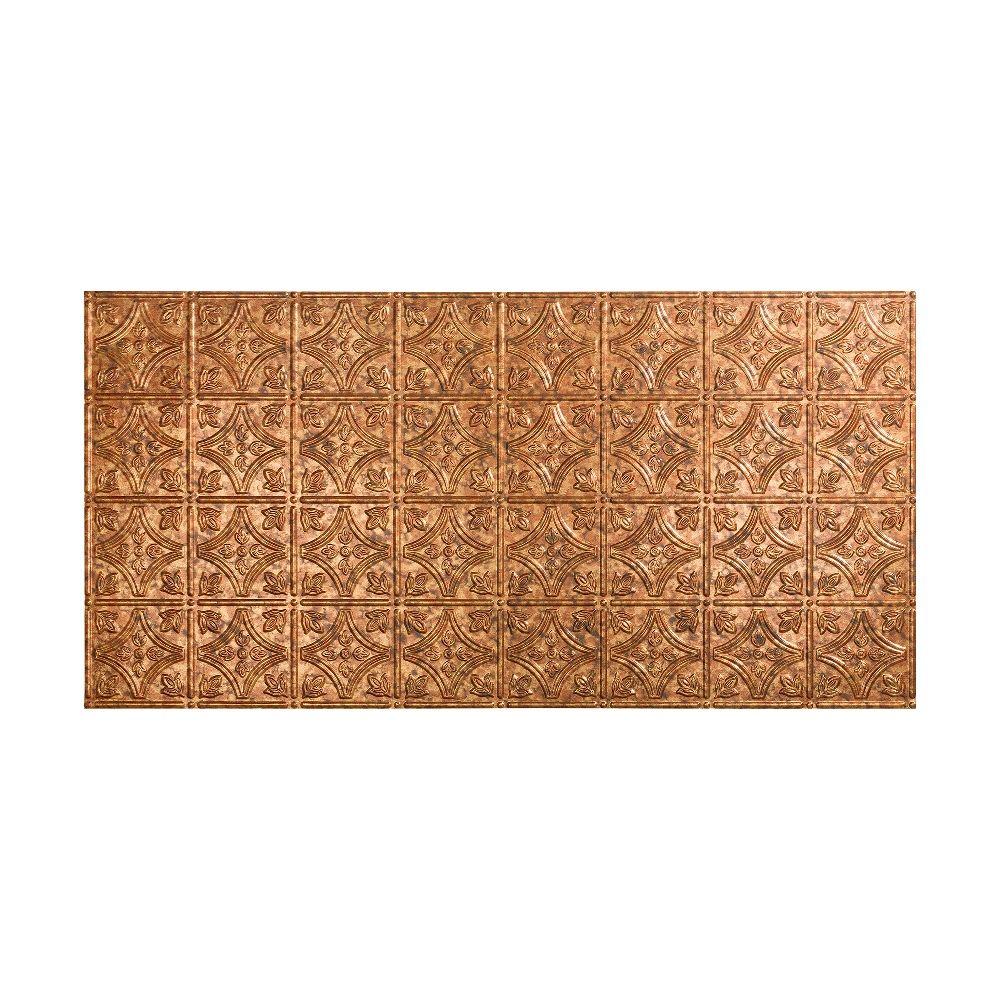 Fasade Traditional Style 1 2 Ft X 4 Ft Vinyl Glue Up Ceiling Tile In Cracked Copper G50 19