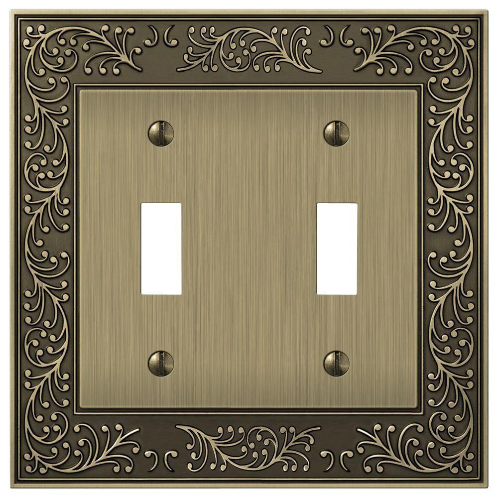 English Garden 3-Gang Toggle Wall Plate - Brushed Brass-43TTTBB - The