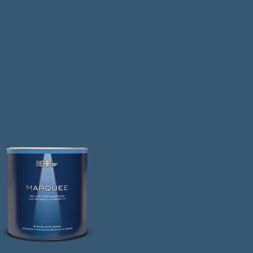 BEHR MARQUEE 1 qt. M5006 Express Blue Satin Enamel Interior Paint and