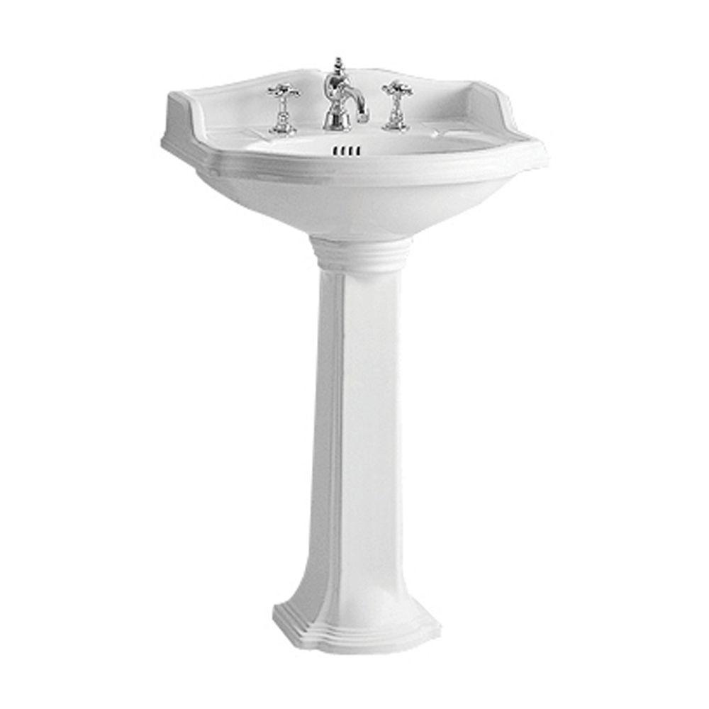 Whitehaus Collection Isabella Collection Small Traditional Pedestal Combo Bathroom Sink In White