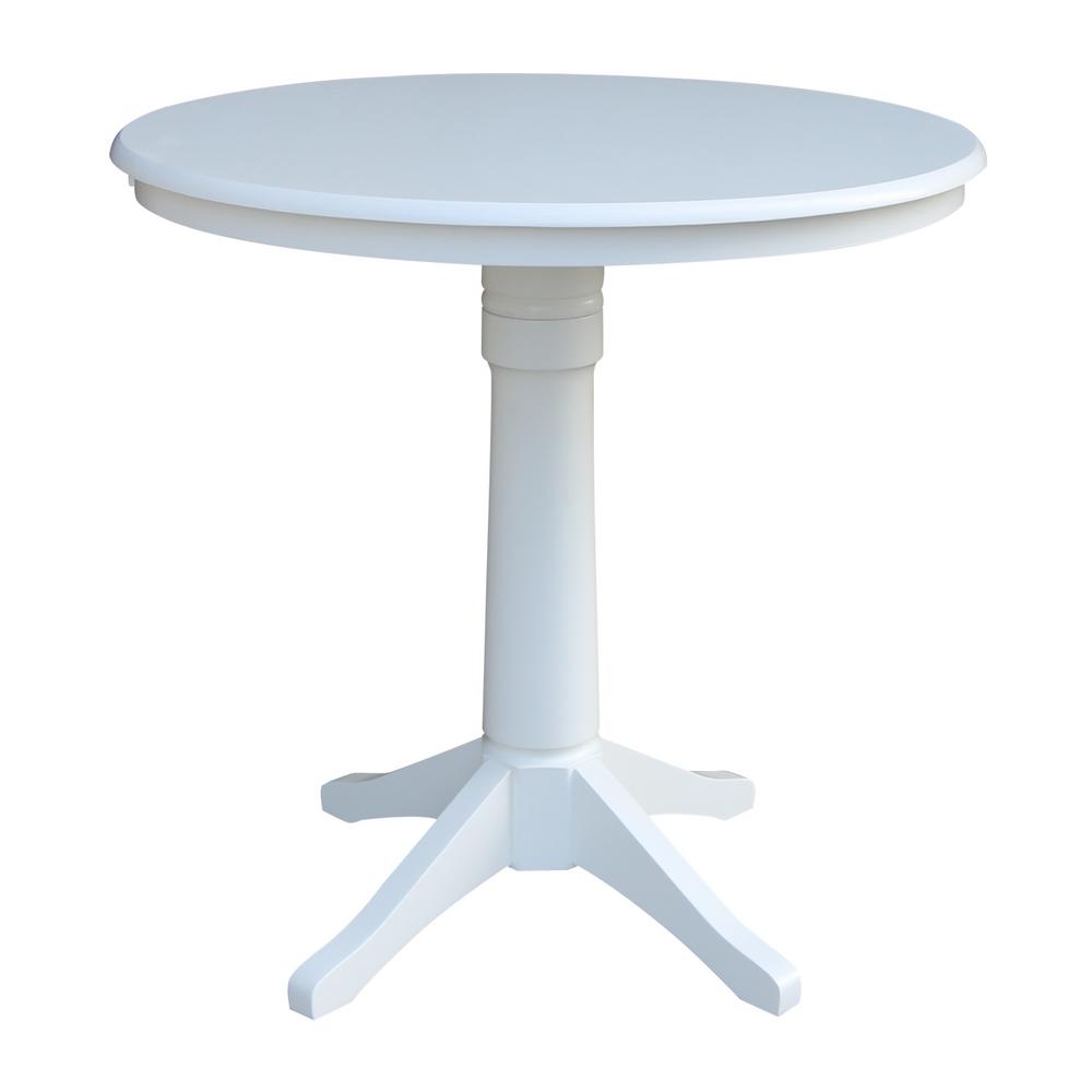 International Concepts Olivia White Solid Wood 36 in. Round Pedestal ...