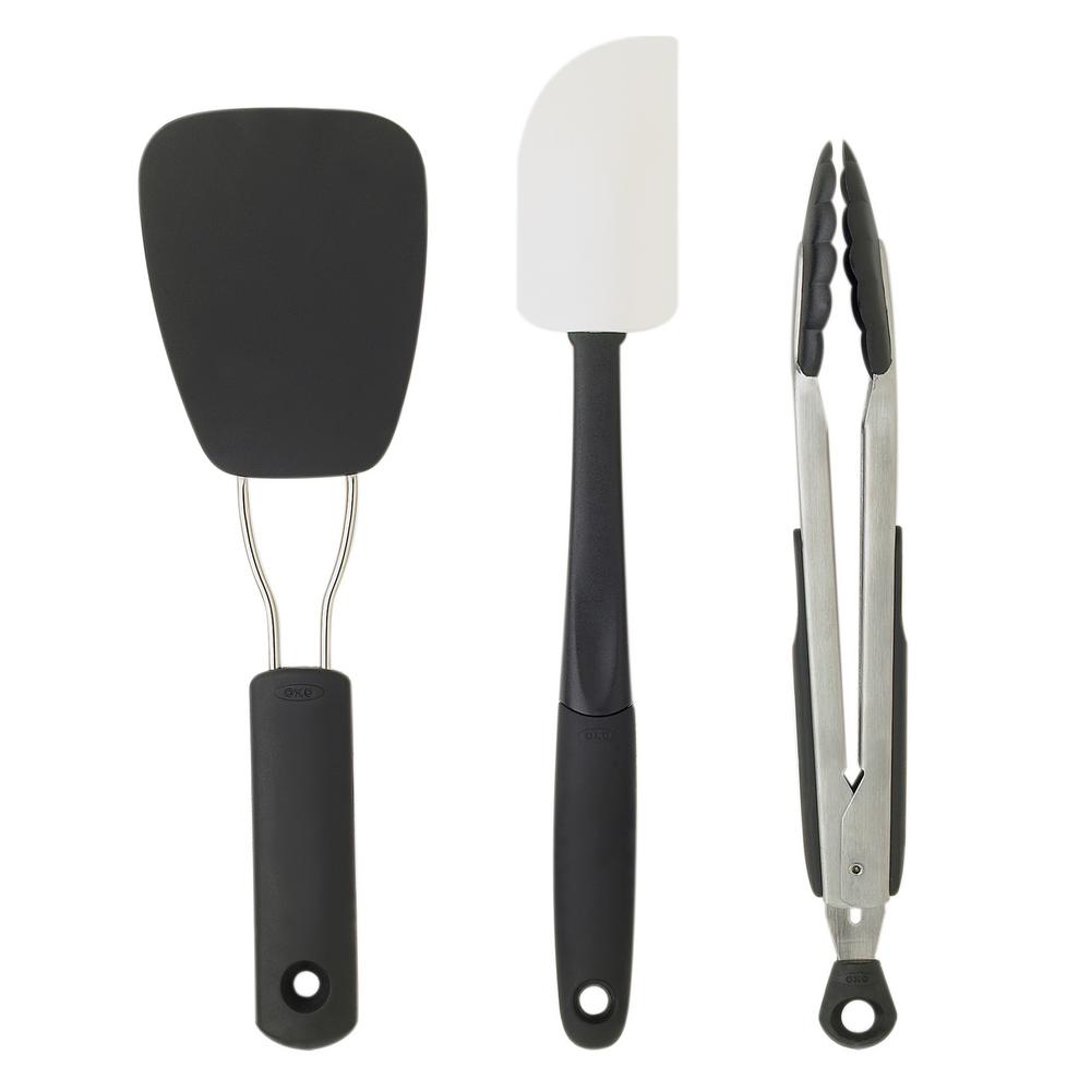 utensil oxo safe stainless steel grips piece cookware holder stick nonstick rotating base non three