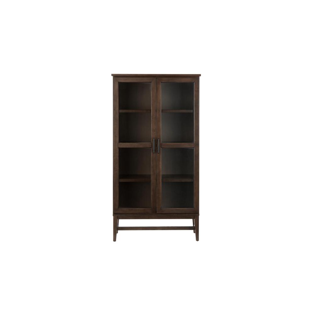 Home Decorators Collection 61.1 in. Smoke Wood 4shelf Standard Bookcase with Glass Door