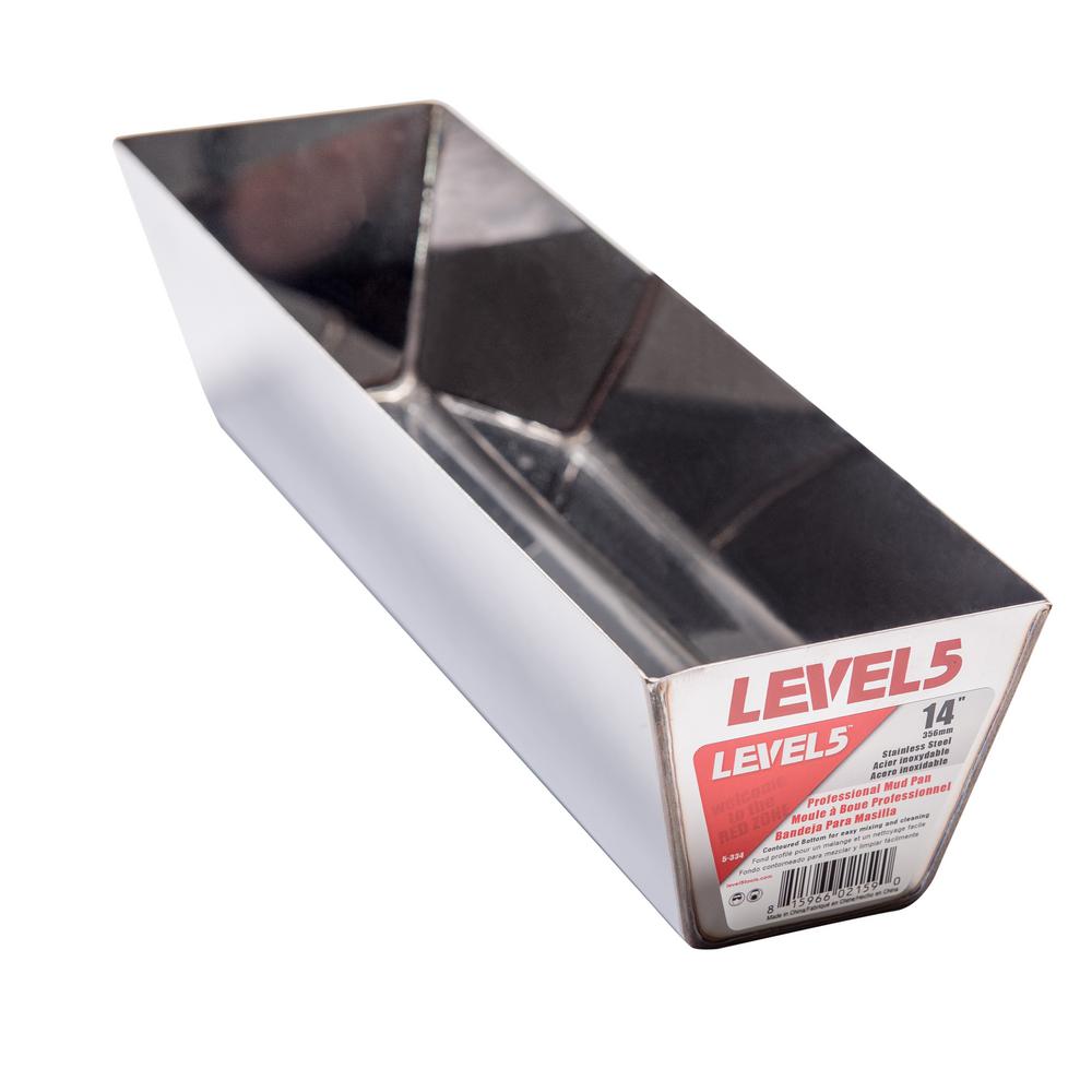 Level 5 14 in. Stainless Steel Mud Pan with Curved Bottom5334 The