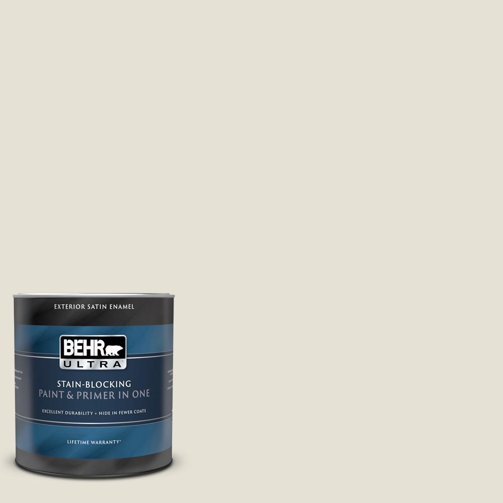 BEHR ULTRA 1 qt. MQ313 Crisp Linen Satin Enamel Exterior Paint and