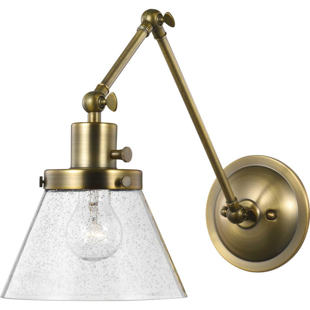 Progress Lighting Hinton 1 Light Vintage Br Swing Arm Wall Hinton 1 Light Vintage Br Swing Arm
