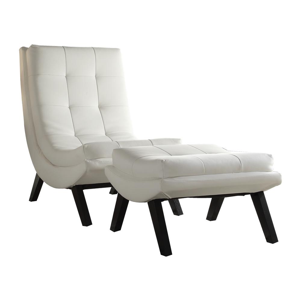 Osp Home Furnishings Tustin White Lounge Chair And Ottoman Set