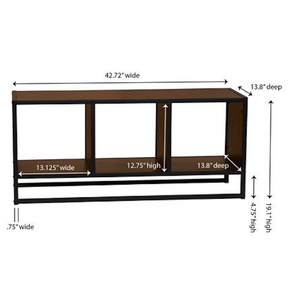 Household Essentials Walnut Coffee Table With Storage Cubes Metal And Wood 8138 1 The Home Depot