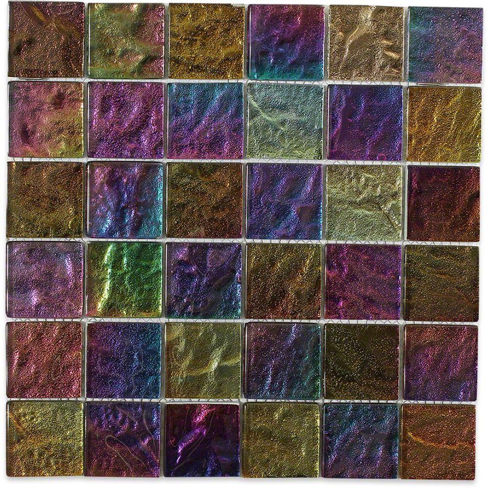 Splashback Tile Iridescent Gold Squares Glass Floor and Wall Tile 3