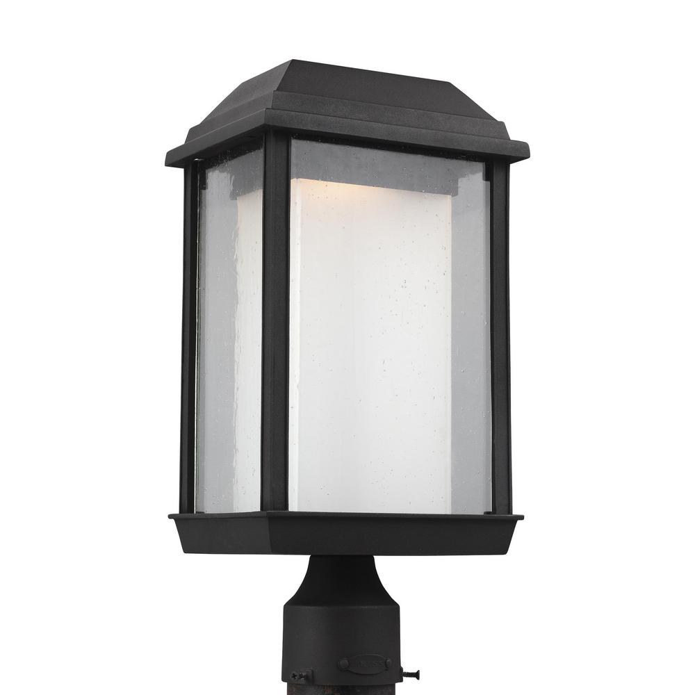 Post And Lamp Sets Lighting Outdoor The Home Depot Mchenry 1 Light Outdoor Textured Black Integrated Led Post