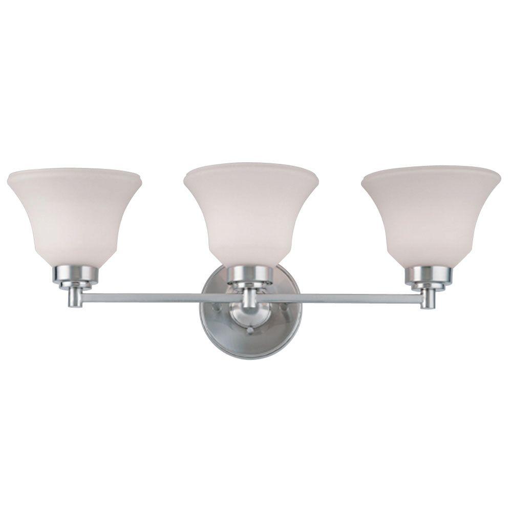 Westinghouse 3 Light Brushed Nickel Interior Wall Fixture With Westinghouse 3 Light Brushed Nickel Interior Wall Fixture With Frosted White Opal Glass