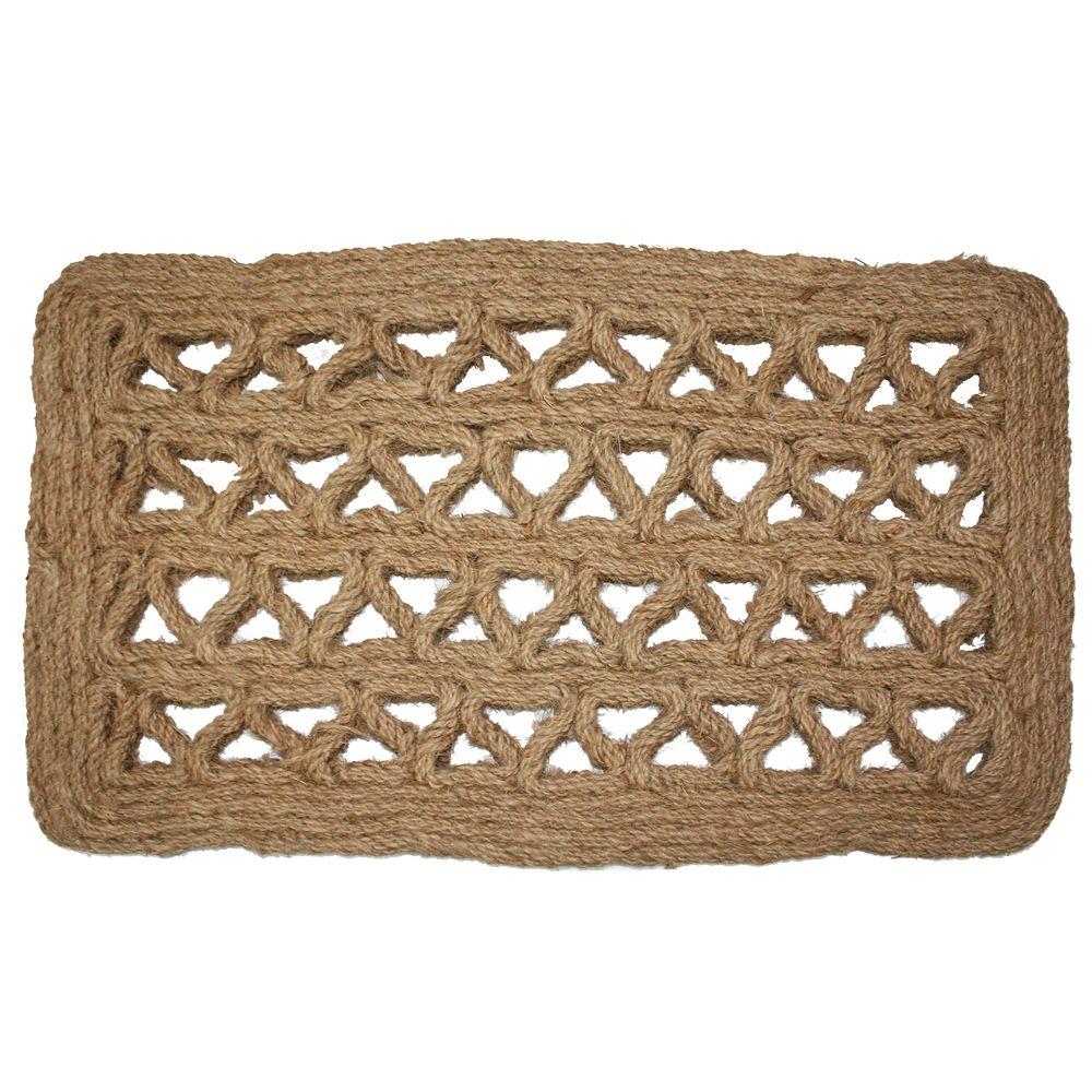 J & M Home Fashions Chain Rectangle Woven 18 in. x 30 in. Coir Door Mat