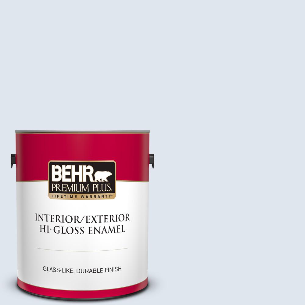 Behr Premium Plus 1 Gal 590c 1 Morning Haze Hi Gloss Enamel Interior Exterior Paint The Home Depot