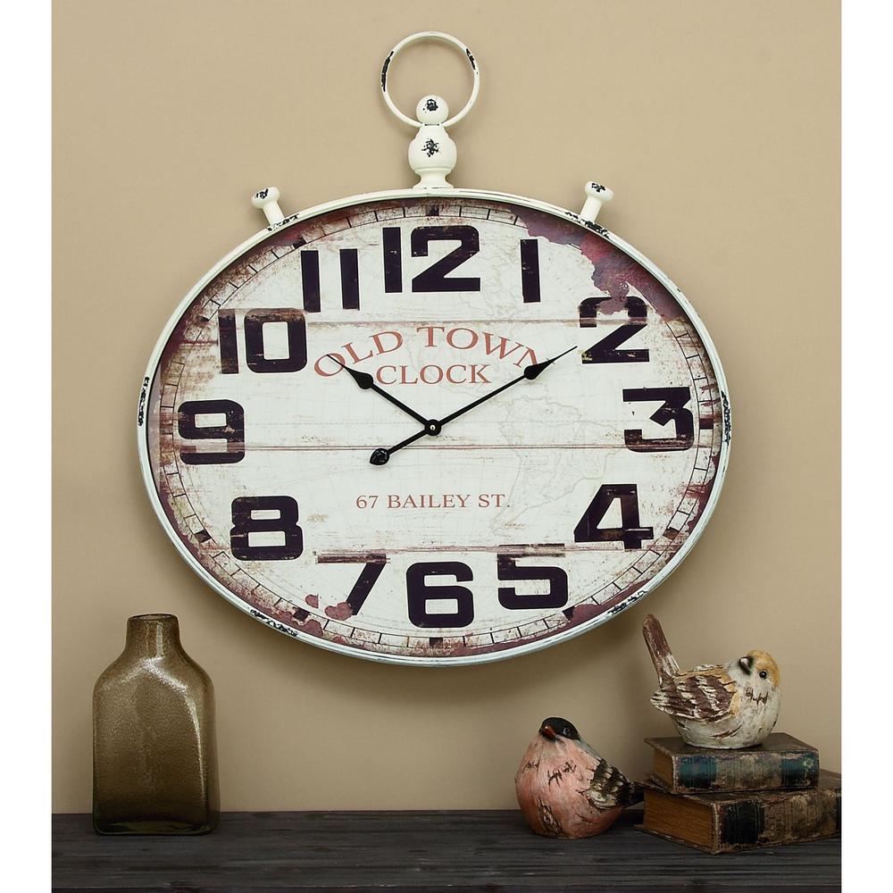 36 In X 32 Wood And Metal Wall Clock