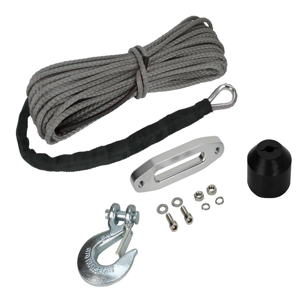 Extreme Max The Devil/'s Helper Complete Synthetic ATV WInch Rope Kit Gray