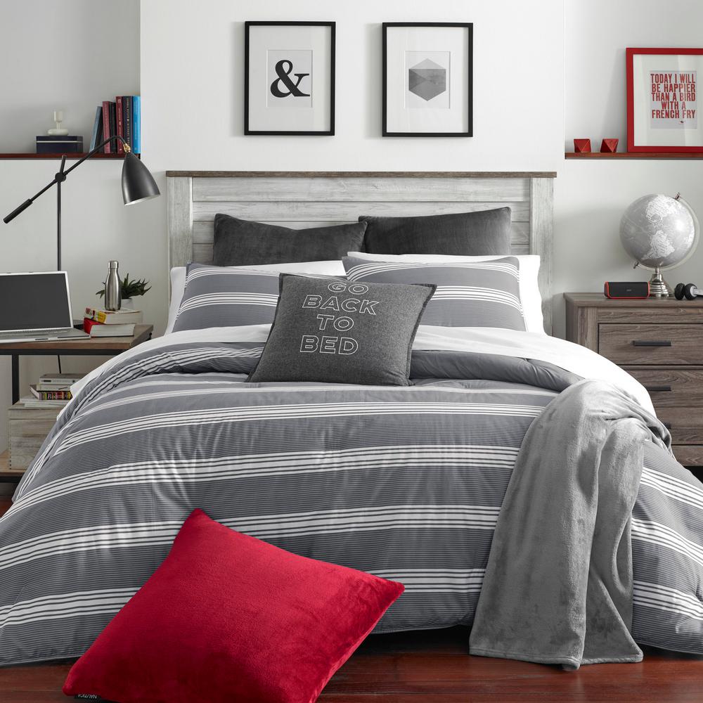 Nautica Craver 3 Piece Charcoal Full Queen Comforter Set