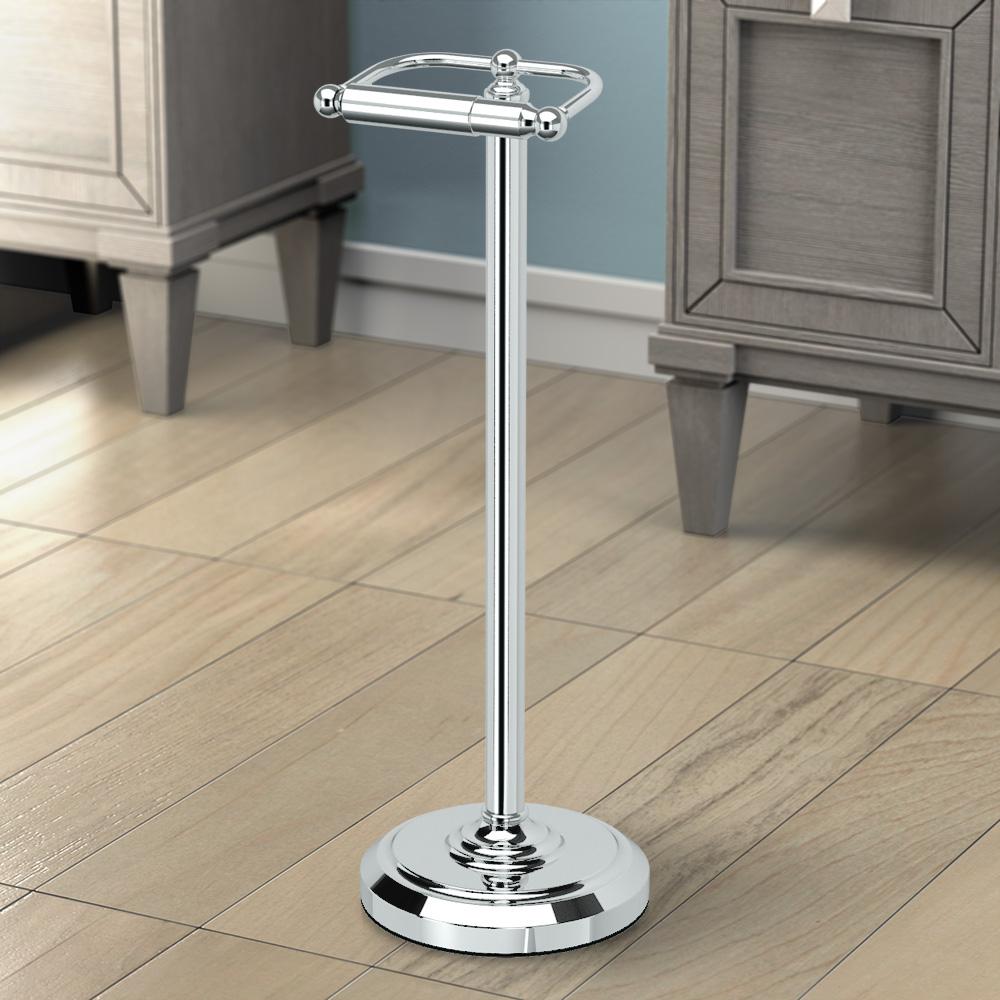 Toilet Tissue Paper Holder Chrome Freestanding Floor Spring-Loaded Zinc Gatco