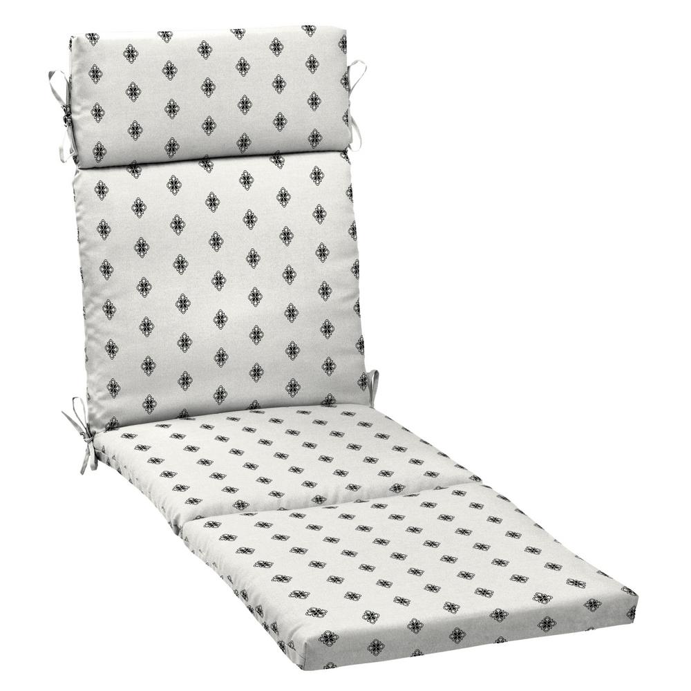 Arden Selections 21 in. x 29.5 in. Outdoor Chaise Lounge Cushion in Black and White Diamond Geo 