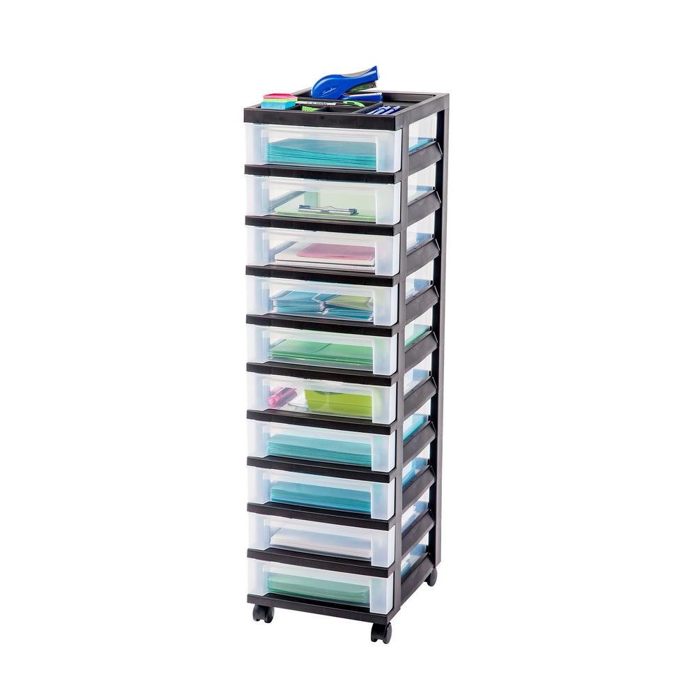 Plastic Storage Drawers Containers The Home Depot 108 Qt 10 Drawer Storage Bin In Black