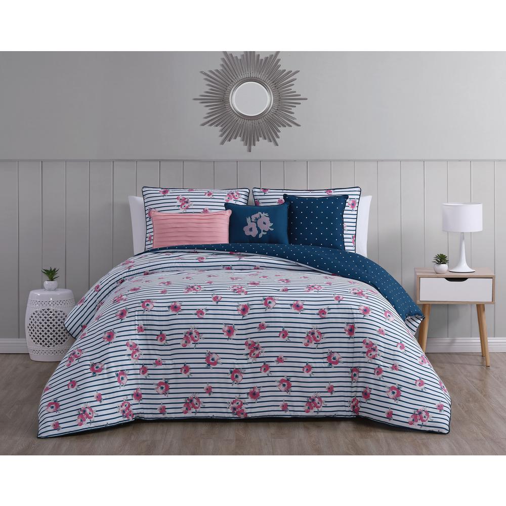 Kalina 5 Piece Navy Queen Comforter Set Kla6csquenghnp The Home