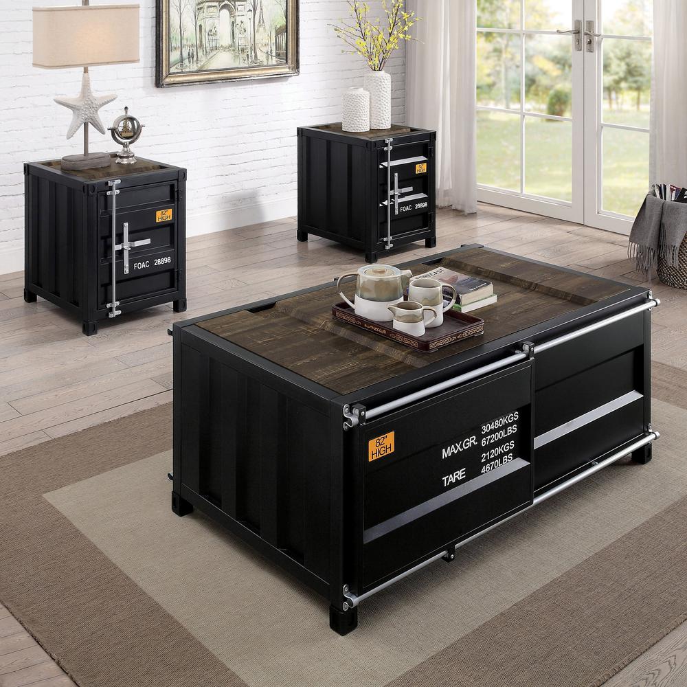 Furniture Of America Wedgewood 48 In Black Large Rectangle Wood Coffee Table With Storage Idf 4789bk C The Home Depot - Black Trunk Coffee Table
