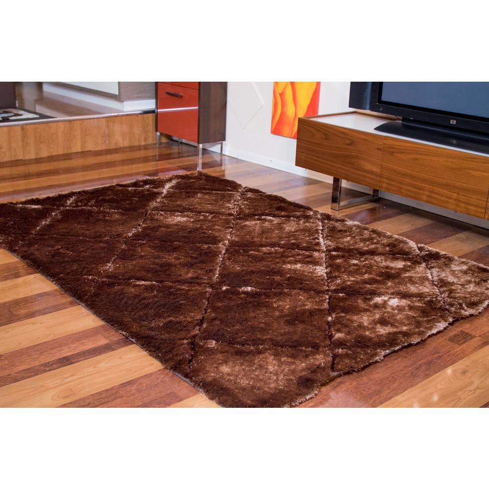 Amazing Rugs "3D Shaggy" Hand Tufted Shag Area Rug in Brown Tiles (5ft