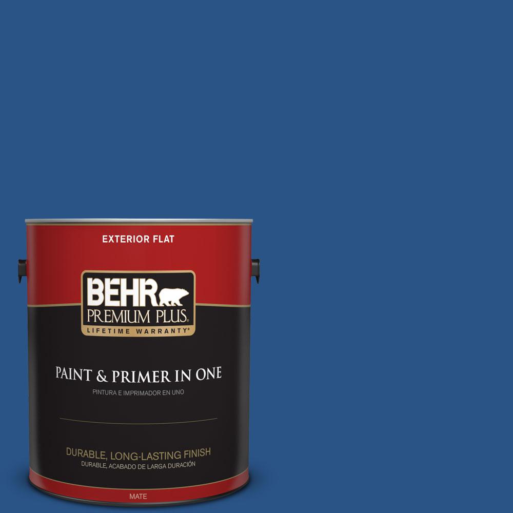 BEHR Premium Plus 1gal. 590B7 Award Blue Flat Exterior Paint430001 The Home Depot