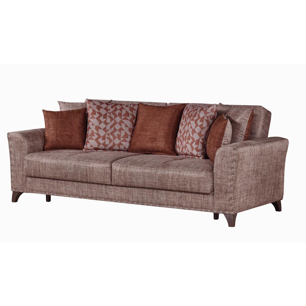 Ottomanson Armada Brown Leatherette Upholstery Sofa Sleeper Bed with