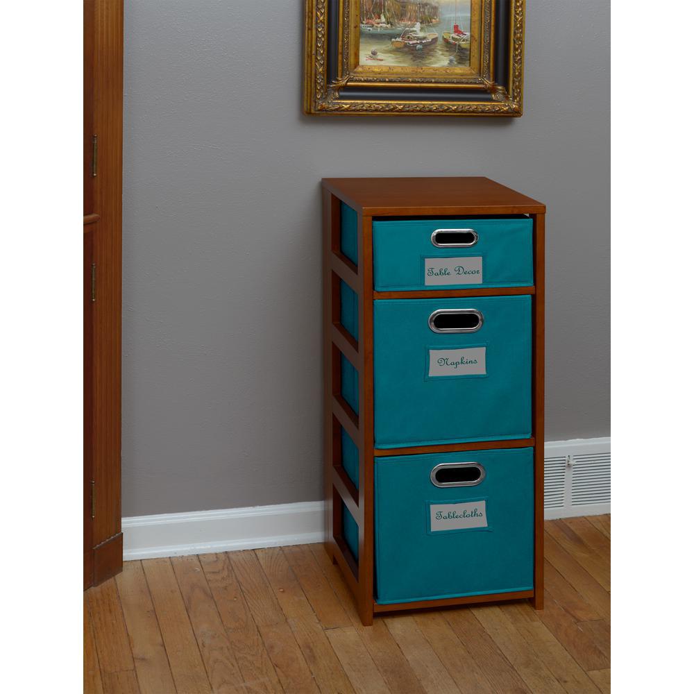 UPC 192357000069 product image for Flip Flop Cherry and Teal 3-Shelf Folding Bookcase and Storage Tote Set, Red/Blu | upcitemdb.com