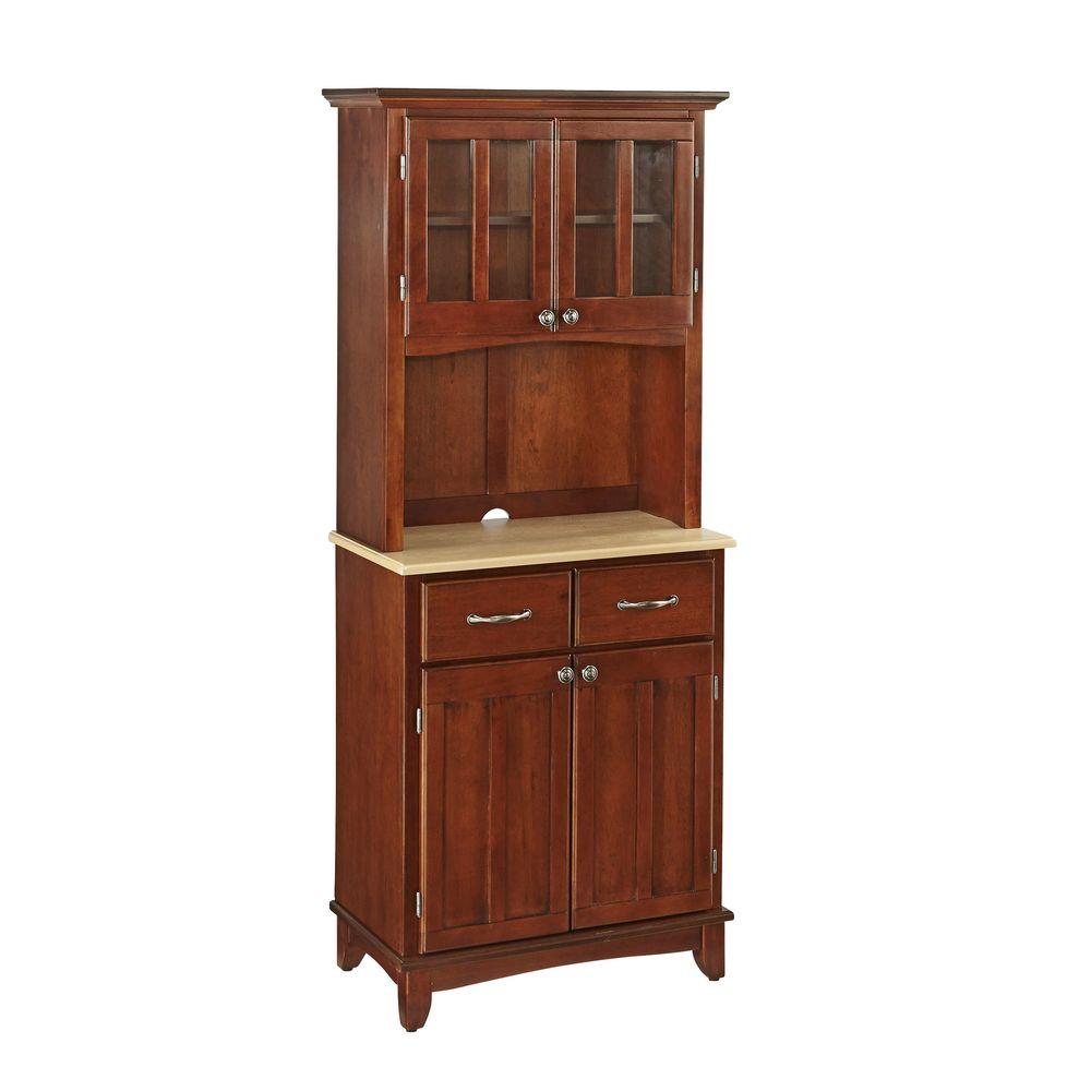 Home Styles Cherry and Natural Buffet with Hutch 5001007172 The Home Depot