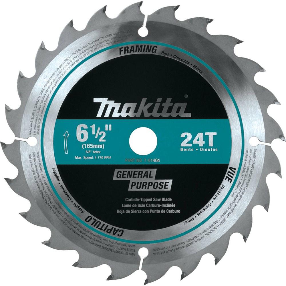 Makita 6-1/2 in. 24T Carbide-Tipped Circular Saw Blade-T-01404 - The