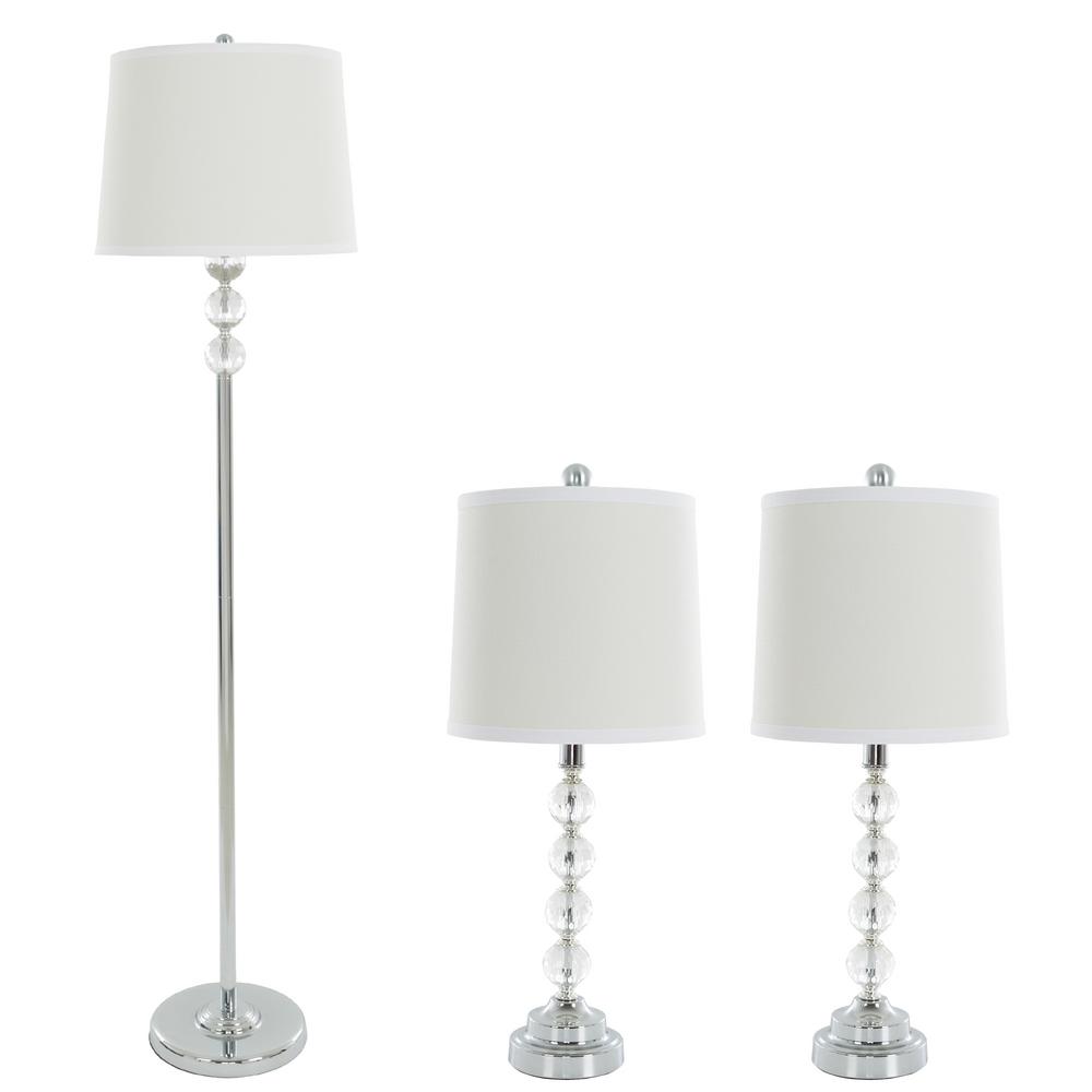 Lavish Home 62 In Faceted Crystal Lamp Set 3 Piece