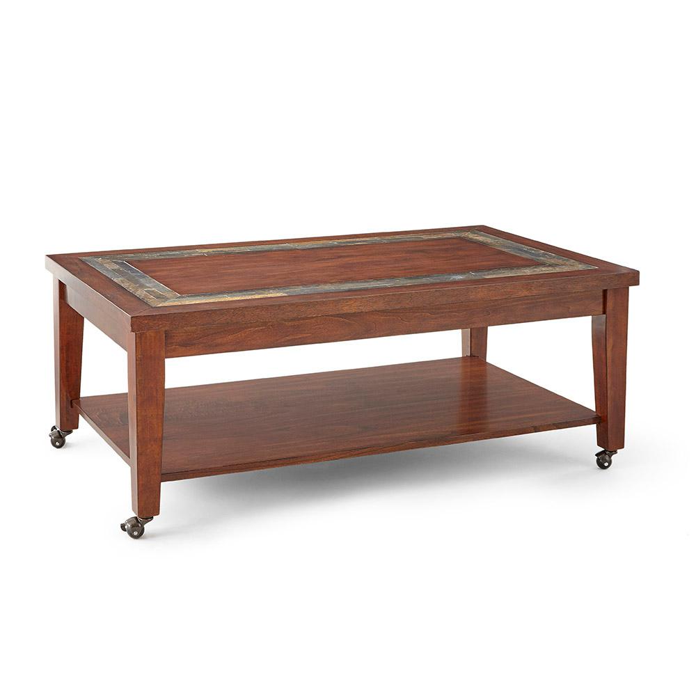 Coffee Table Cherry Accent Tables Living Room Furniture The Davenport Brown Cherry Tail Table With Locking Casters