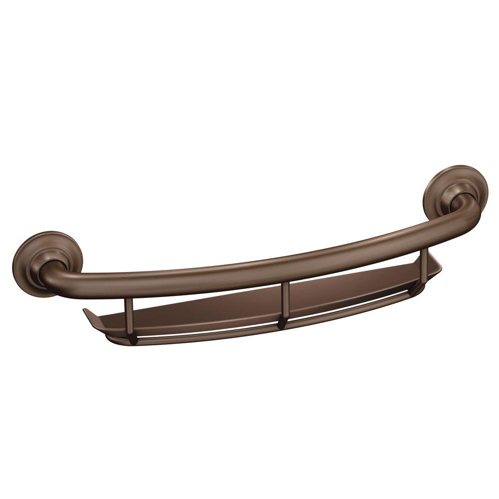 Moen 16 In X 1 Grab Bar With Shelf Old World Bronze Moen 16 In X 1 Grab Bar With Shelf Old World