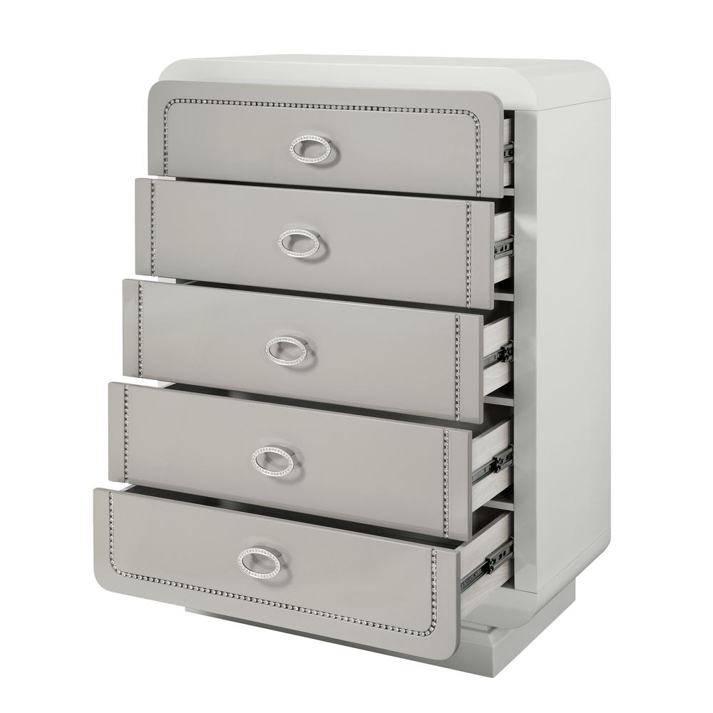 Acme Furniture Allendale 5 Drawers Ivory And Latte High Gloss