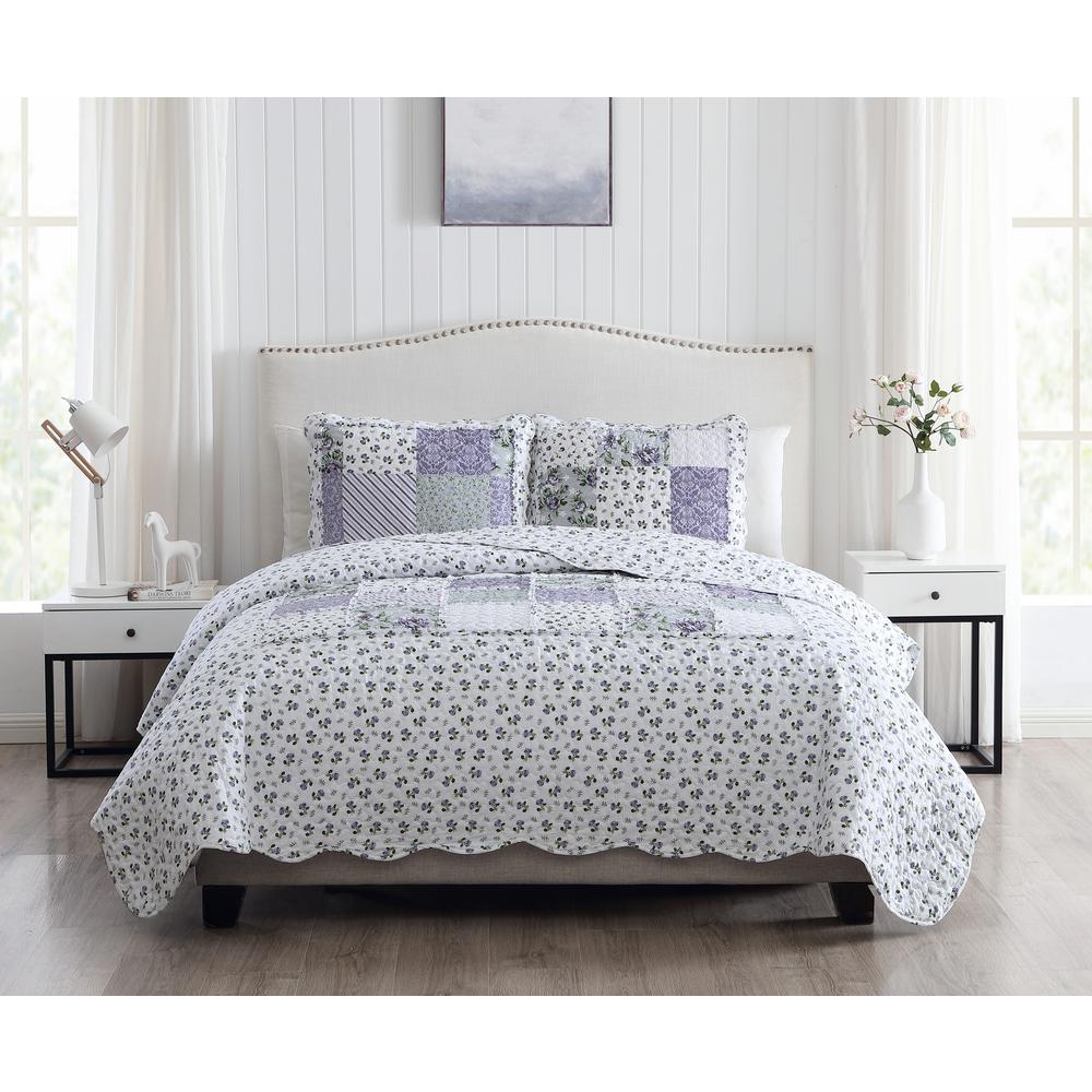 Home Brenna 2Piece Lavender Twin Floral Patchwork Quilt Set