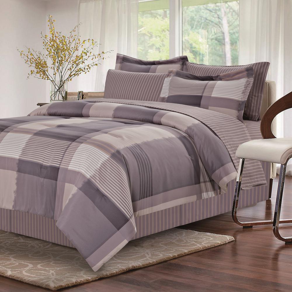 Brown & Grey Harmony Grey 8Piece Queen BedinBag SetBG180100043