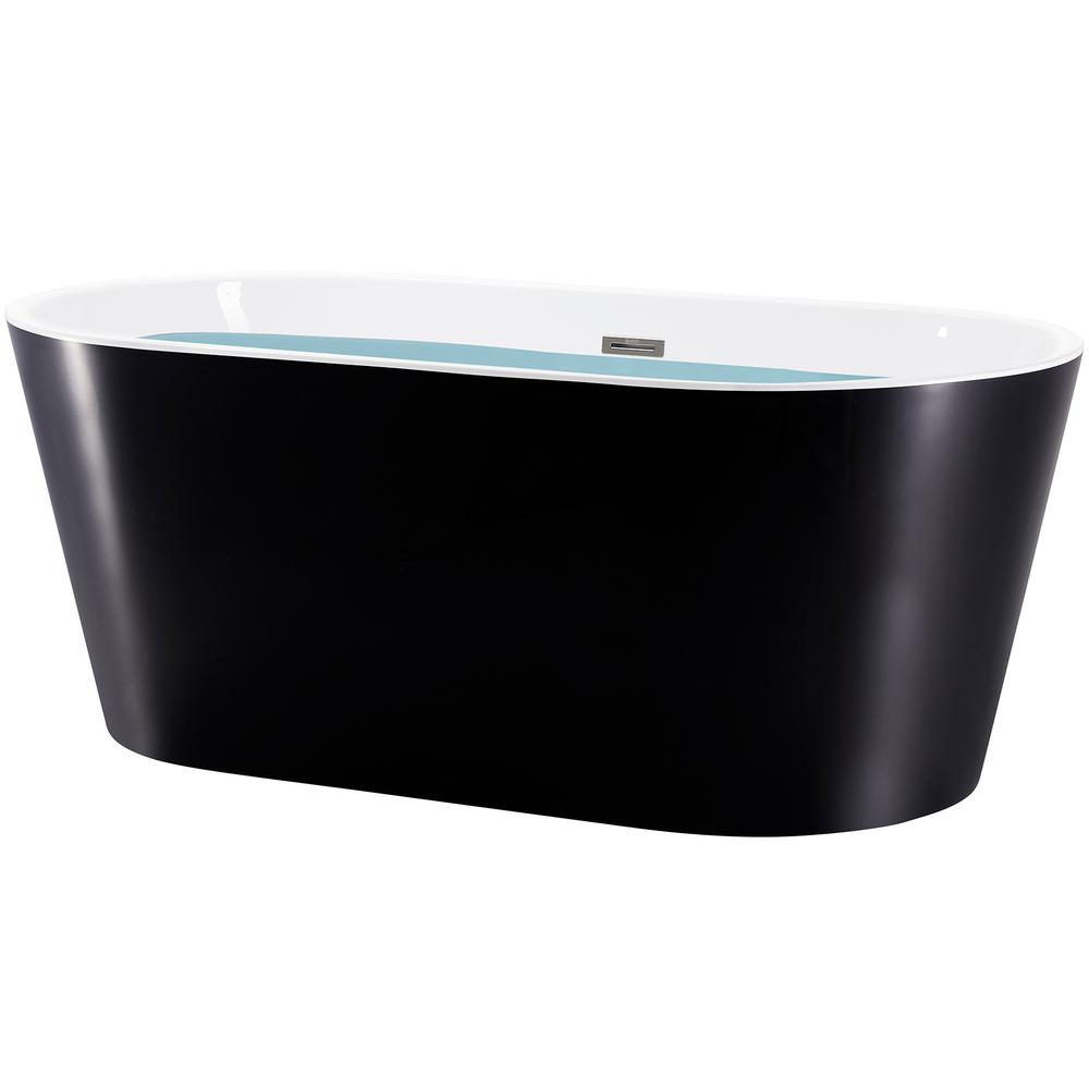 AKDY 67 in. Acrylic Double Ended Flatbottom Non-Whirlpool Bathtub in Glossy Black was $1049.0 now $699.99 (33.0% off)