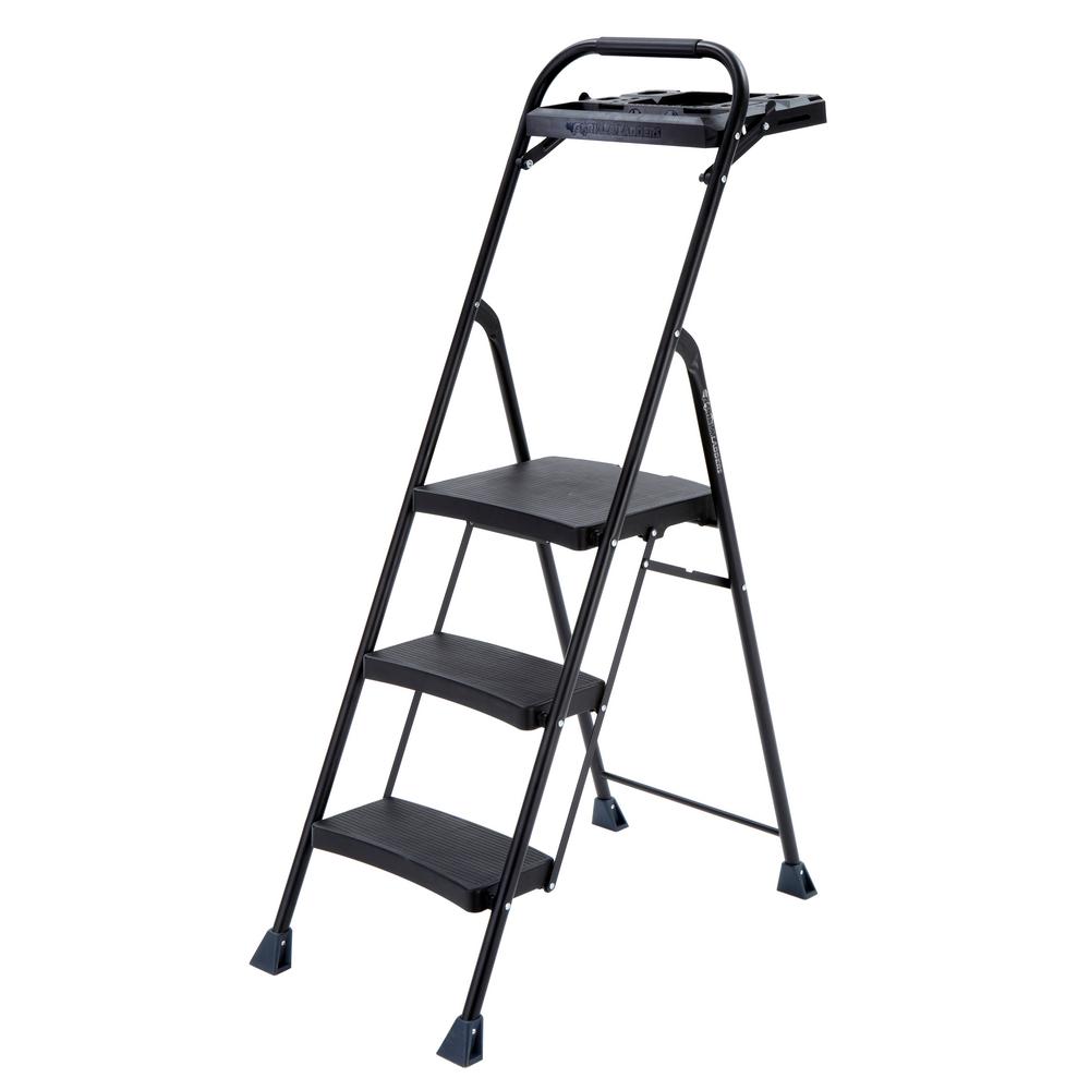 4 Step Steel Skinny Mini Step Stool Ladder With Project Tray Hsp 4tg The Home Depot 6180