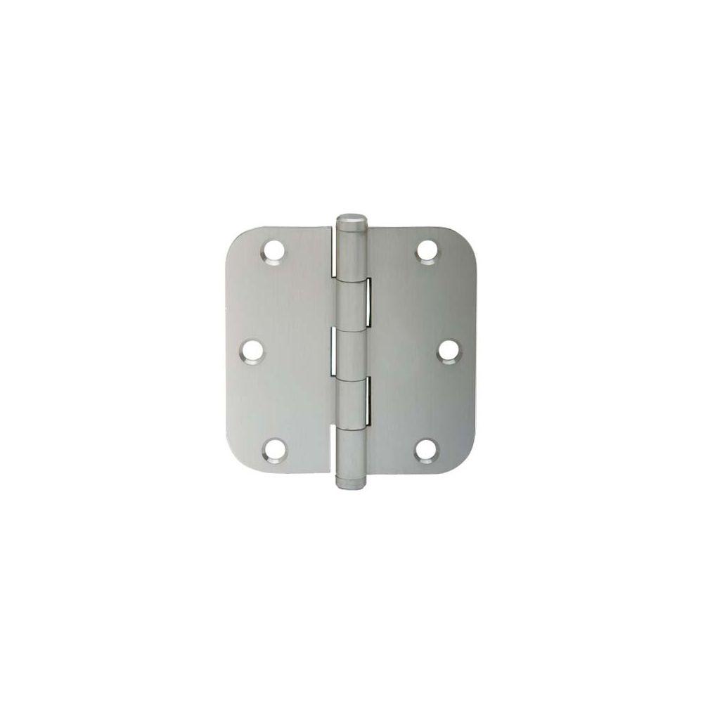 Schlage 3.5 in. x 1/4 in. Radius Satin Nickel Round Hinges (3 per Pack