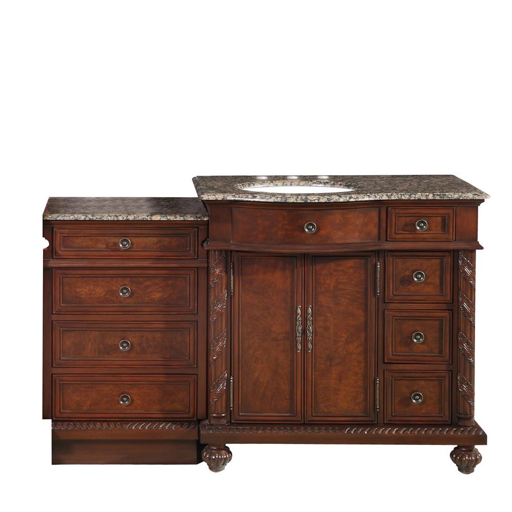Silkroad Exclusive 55.5 in. W x 22 in. D Vanity in English Chestnut