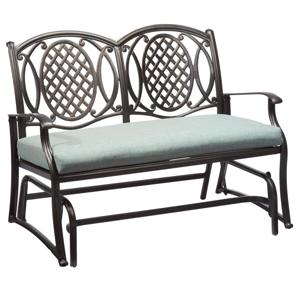 Hampton Bay Belcourt Metal Outdoor Glider with Spa Cushion by Hampton Bay
